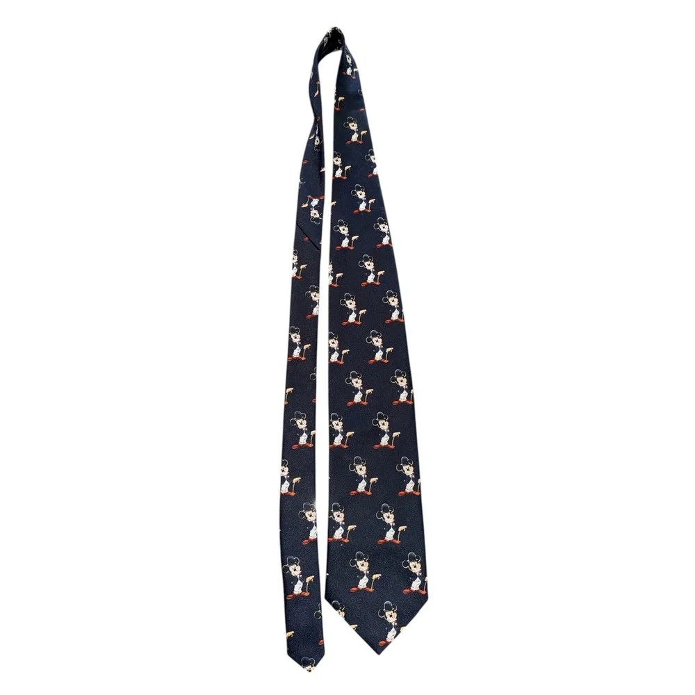 Mickey Unlimited Disney Mens Navy Blue Formal Mickey Mouse Tuxedo Silk Look Tie